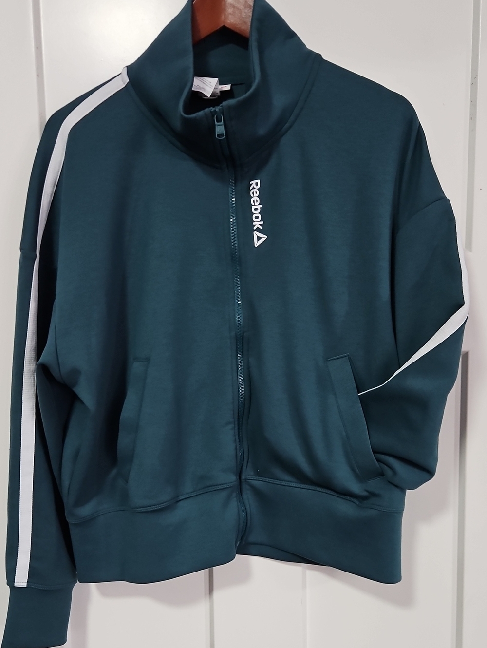 Reebok Track Jacket Teal Green Zip Up Women's M